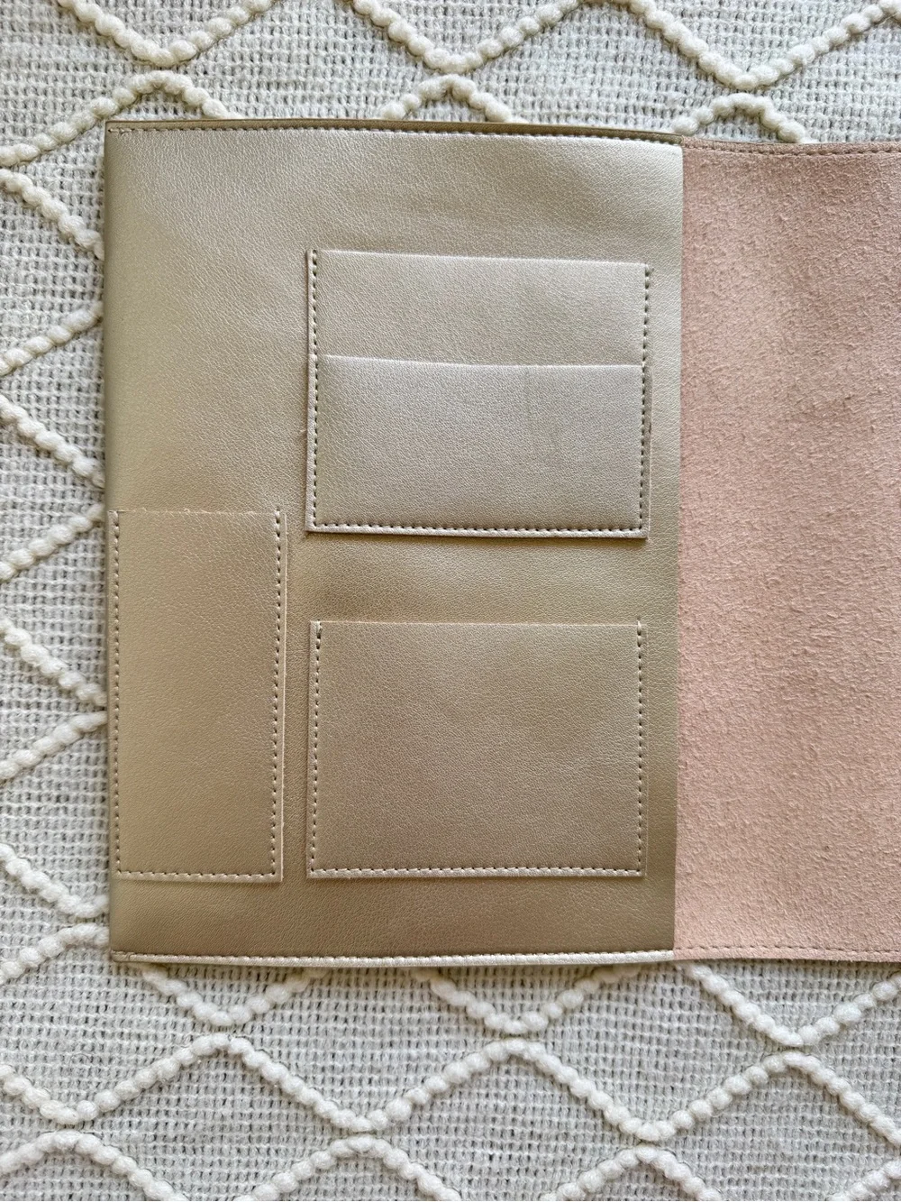 Erin Condren Vegan Leather Coiled Notebook Planner Folio Organizer Champagne